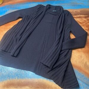 Eileen Fisher Wool open front draped Cardigan sweater Brown XL